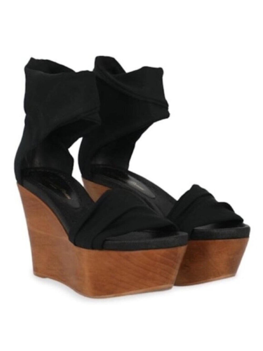 Y2k Vintage Gianvito Rossi Wood Platform Wedges Whimsigoth Black Festival